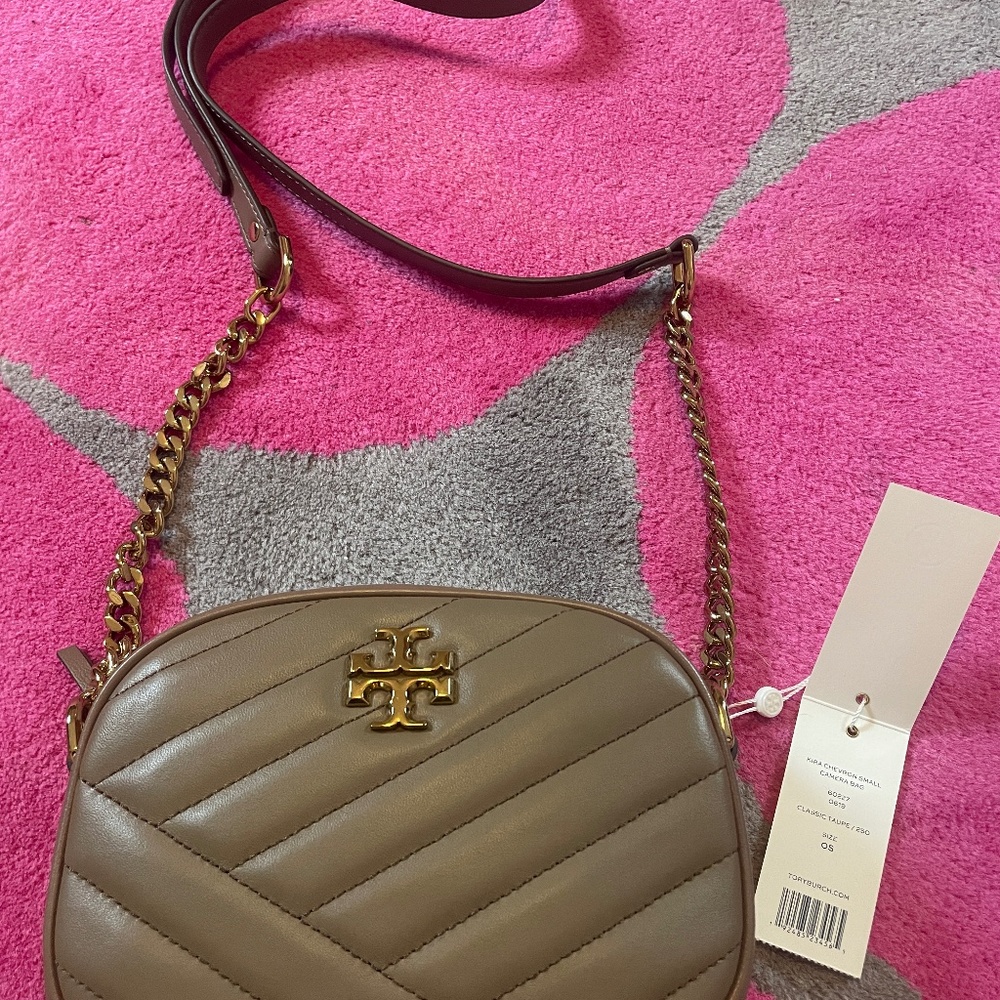 TORI BURCH SHOULDER BAG KIRA CHEVRON CLASSIC TAUPE